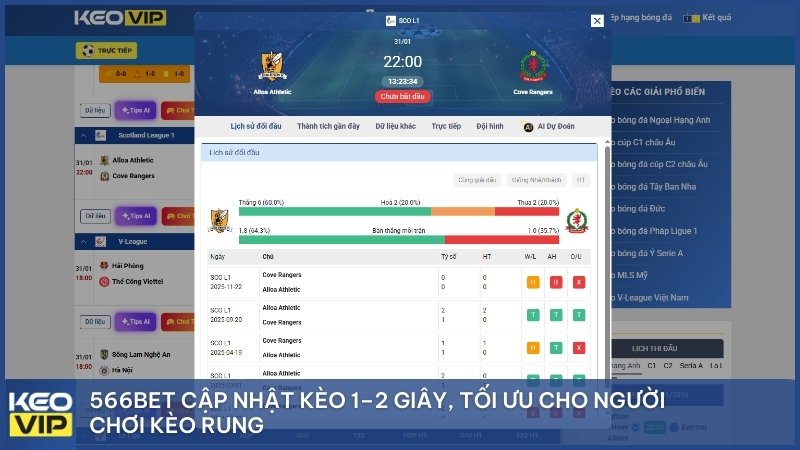 566bet cập nhật kèo 1–2 giây, tối ưu cho người chơi kèo rung.